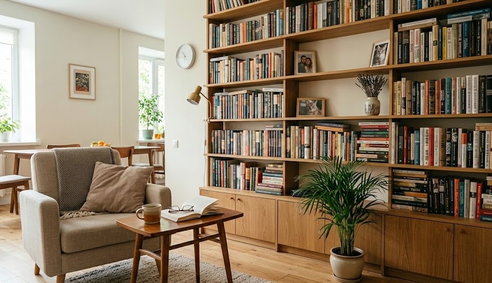 Стильное хранение книг в интерьере